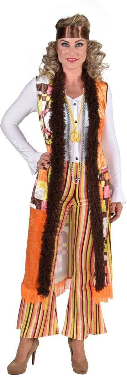 Hippie Kostuum | Hippie Retro Met Kuitlang Vest Vrouw | Large | Carnaval kostuum | Verkleedkleding